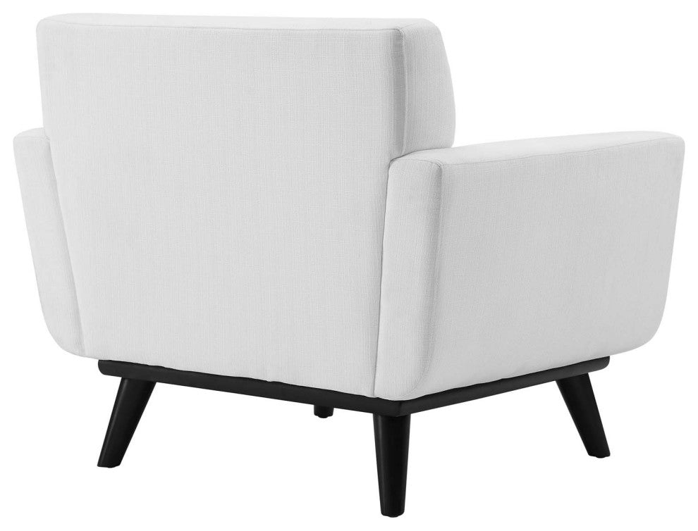 Engage Channel Tufted Fabric Armchair White
