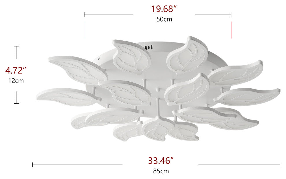 Modern White Multi-Light Leaf Shape Semi Flush Mount LED Ceiling Light