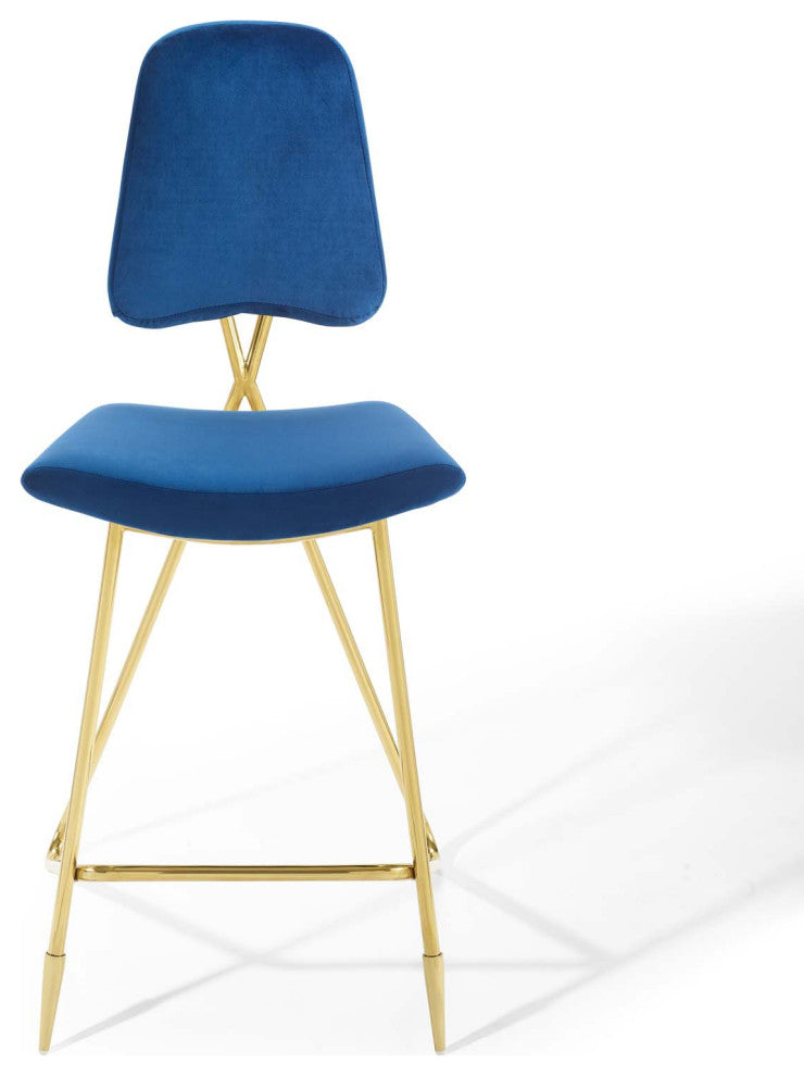 Ponder Bar Stool Performance Velvet Set of 2, Navy