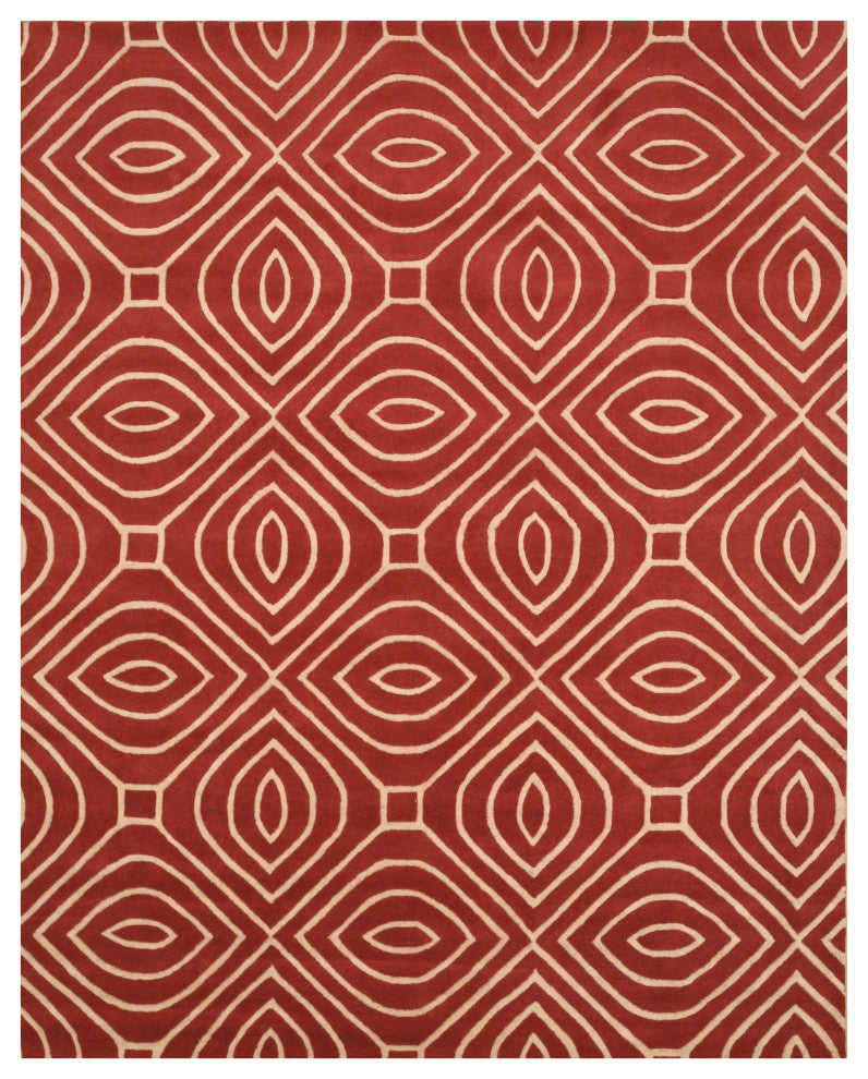 Red Contemporary Geometric Marla Area Rug