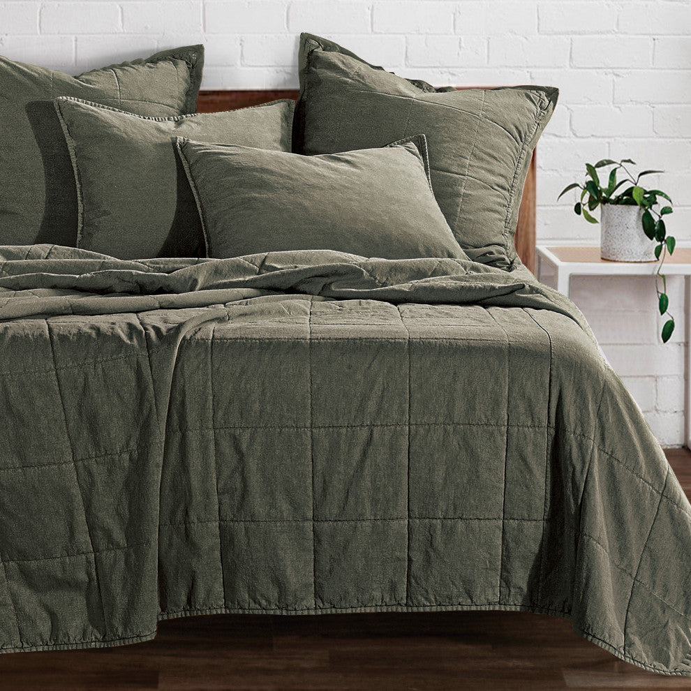 Stonewashed Cotton Canvas Coverlet Set, 3 Piece, Duffle Bag, King