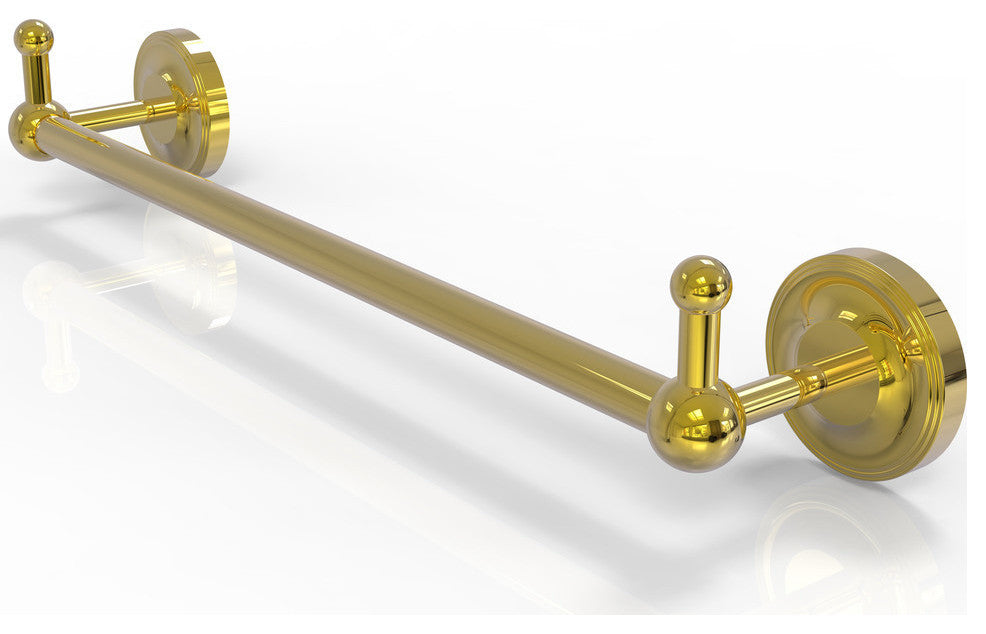 Prestige Regal 24" Towel Bar with Integrated Hooks, Polished Brass