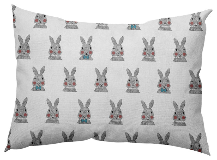 Bunny Fluffle Easter Indoor/Outdoor Lumbar Pillow, Explorer Blue, 14x20"