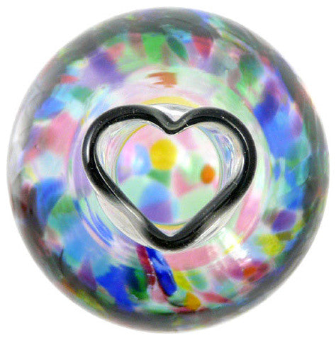 American Made Blown Glass Heart-Stemmed Bud Vase, Rainbow