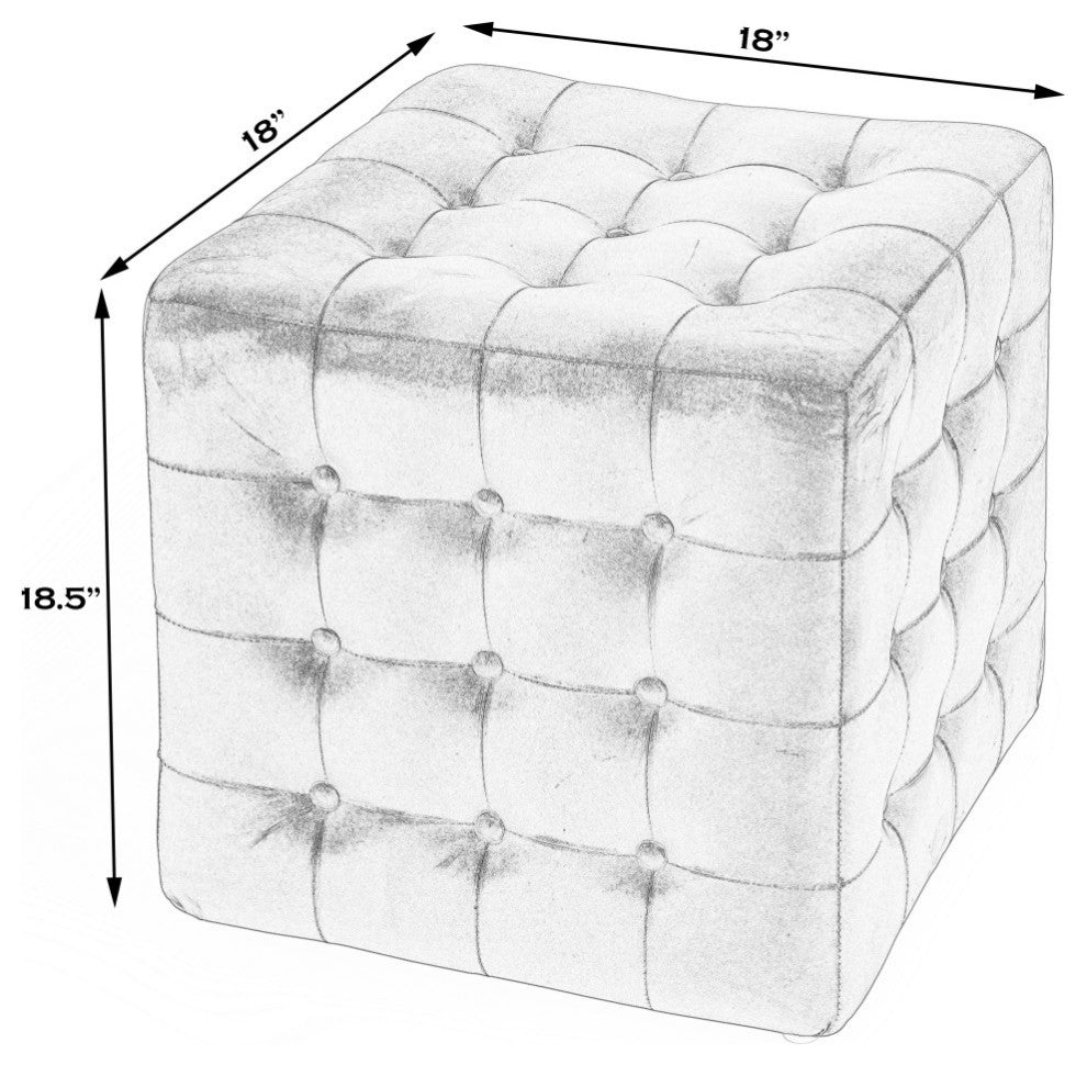 Leon Button Tufted Leather Ottoman