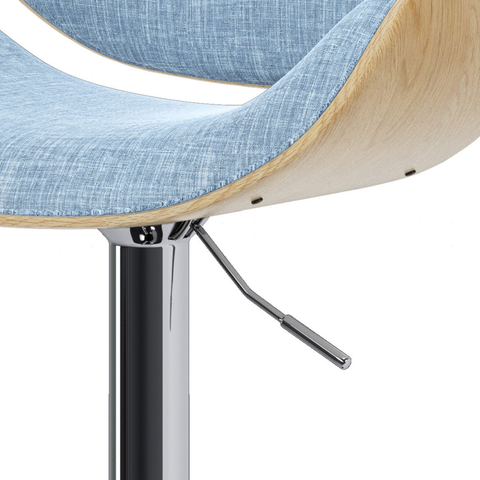Marana Bentwood Gas Lift Bar Stool, Light Wood, Denim Blue