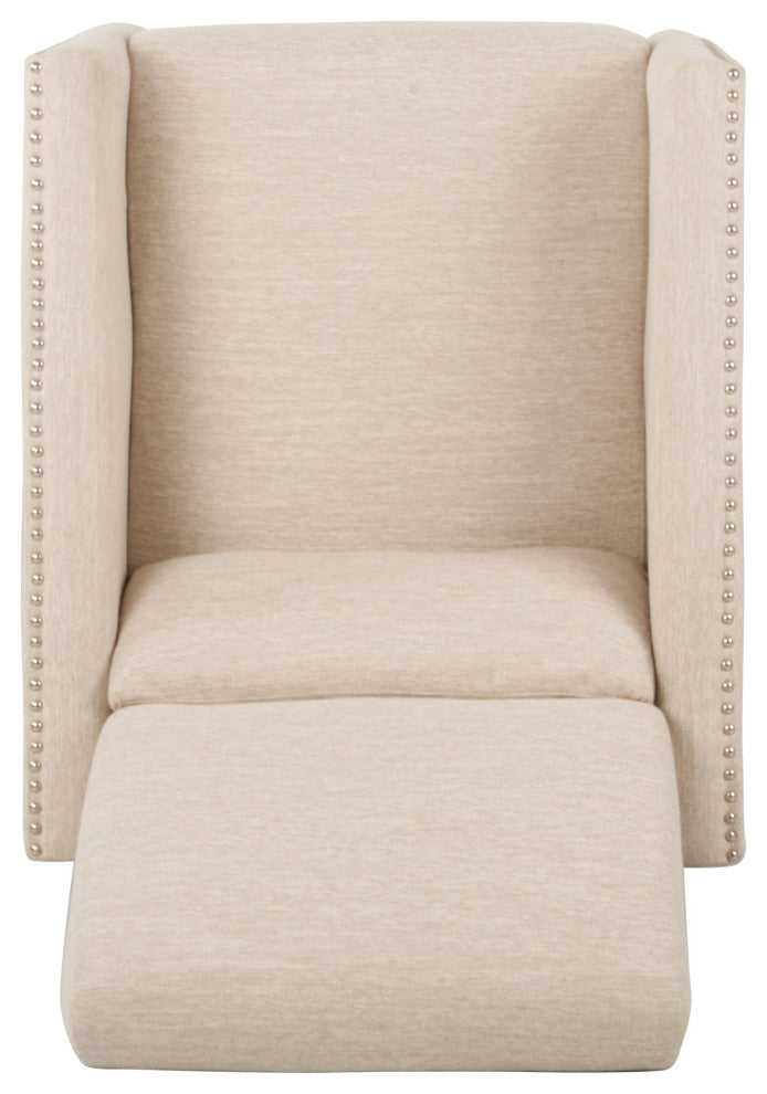 Alexis Contemporary Fabric Push Back Recliner, Beige, Dark Brown