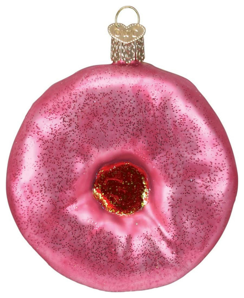 Old World Christmas Ornaments Pink Frosted Donut Glass Blown Ornaments