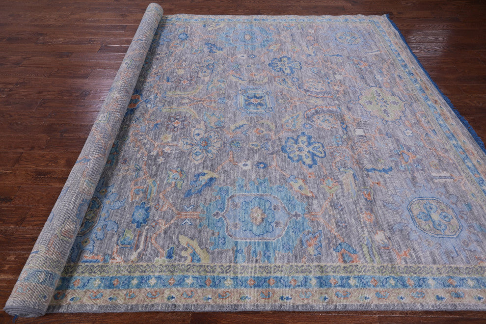 9' 1" X 12' 2" Hand Knotted Turkish Oushak Wool Rug - Q13297