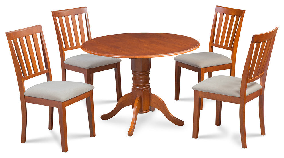 42" Burlington Dinette Dining Table Set with Soft-Padded Seat Chairs, Saddle Bro