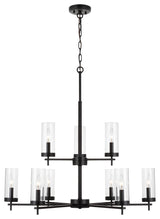 Zire Nine Light Chandelier, Midnight Black