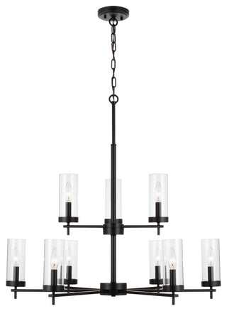 Zire Nine Light Chandelier, Midnight Black