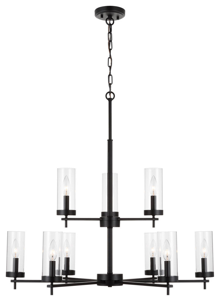 Zire Nine Light Chandelier, Midnight Black