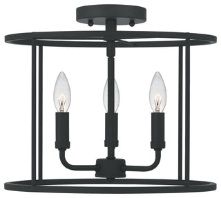 Abner 3-Light Semi-Flush Mount, Matte Black