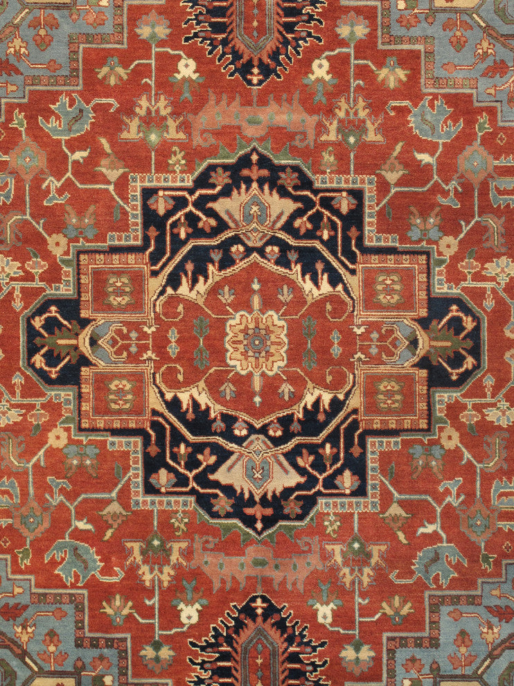 Pasargad Home Serapi Collection Hand-Knotted Rust Wool Area Rug, 11'10"x15'2"