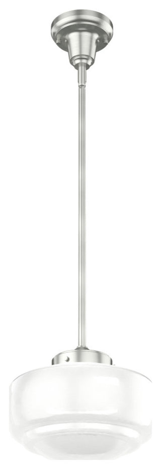 Hunter 10" Saddle Creek Brushed Nickel 1-Light Cased White Glass Pendant Fixture