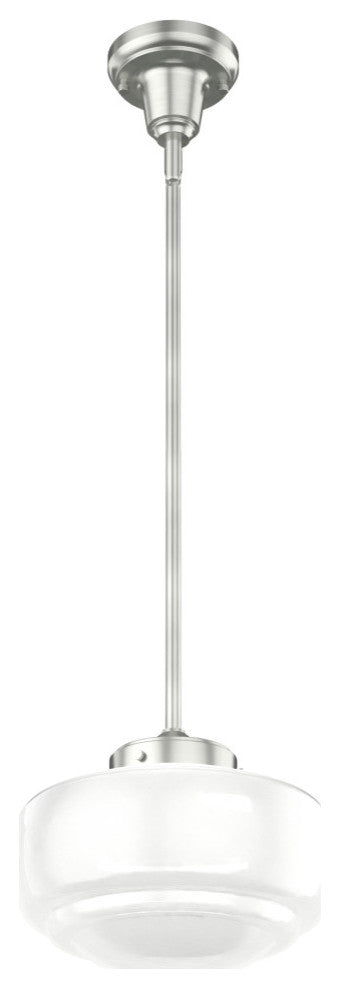 Hunter 10" Saddle Creek Brushed Nickel 1-Light Cased White Glass Pendant Fixture