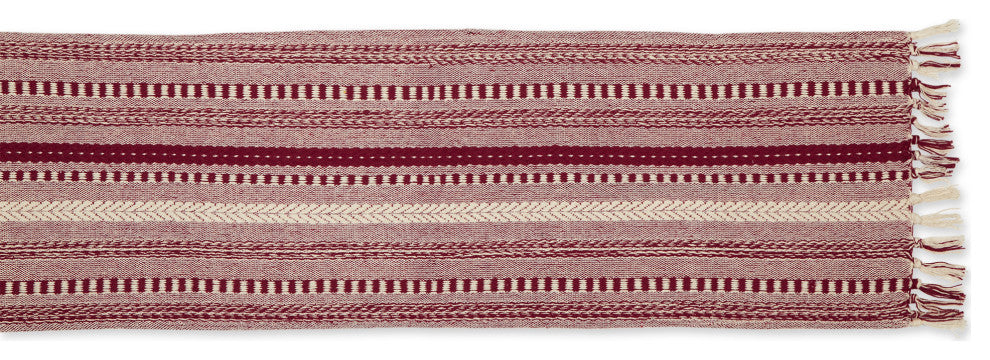 Wine Braided Stripe Table Runner 15x108