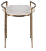 Madlyn 19 in. W Round Marble and Iron Side Table