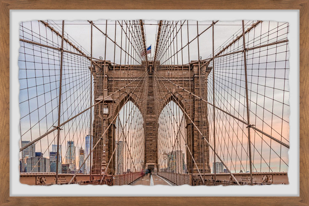 "The Iconic Brooklyn Bridge" Framed Painting Print, 12x8