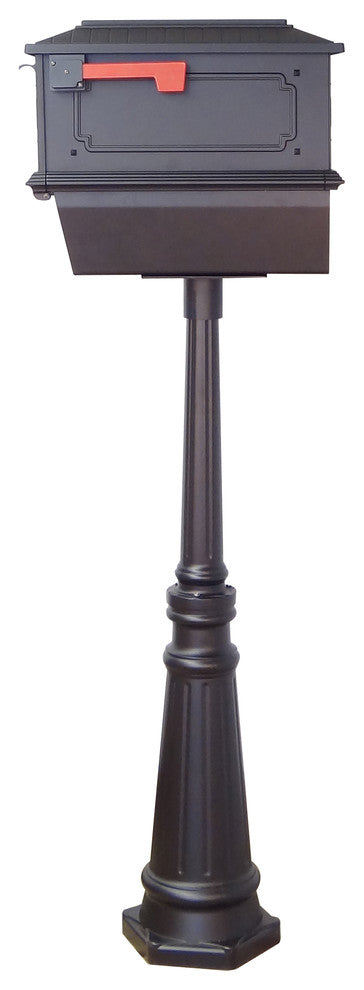 Kingston Mailbox With Newspaper Tube & Tacoma Post With Direct Burial Kit