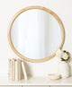 Pao Curved Framed Wood Wall Mirror, Natural, 28"