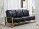 LeisureMod Jefferson Modern Design Faux Leather Sofa With Gold Frame, Black