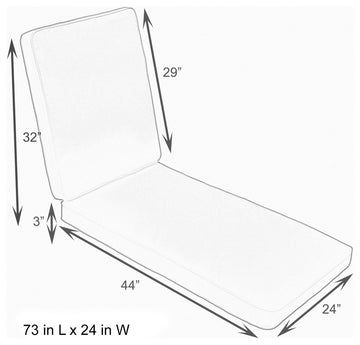 Sunbrella Outdoor Chaise Lounge Cushion, Canvas Teal, 73"Lx24"Wx3"D