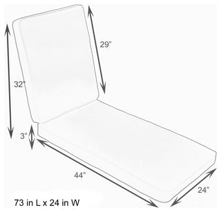 Sunbrella Outdoor Chaise Lounge Cushion, Canvas Teal, 73"Lx24"Wx3"D