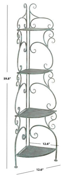 Safavieh Turuca 4 Tier Corner Shelf, Antique Dark Green