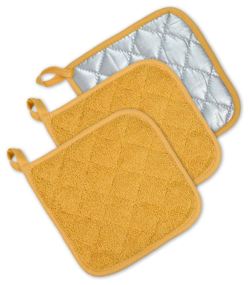 DII Terry Pot Holder Mustard, Set of 3