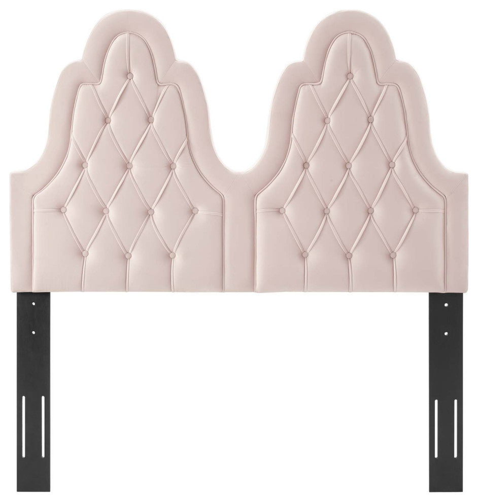 Tufted Headboard, Twin Size, Velvet, Pink, Modern Contemporary, Bedroom Master