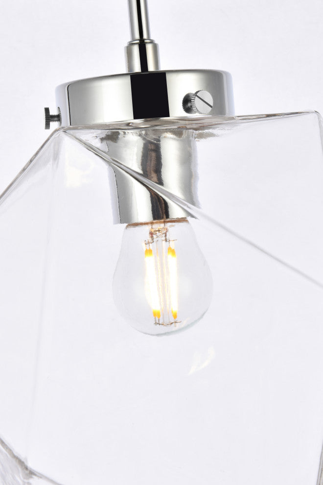 Lilah 1-Light Black and Clear Glass Flush Mount, Chrome/Clear