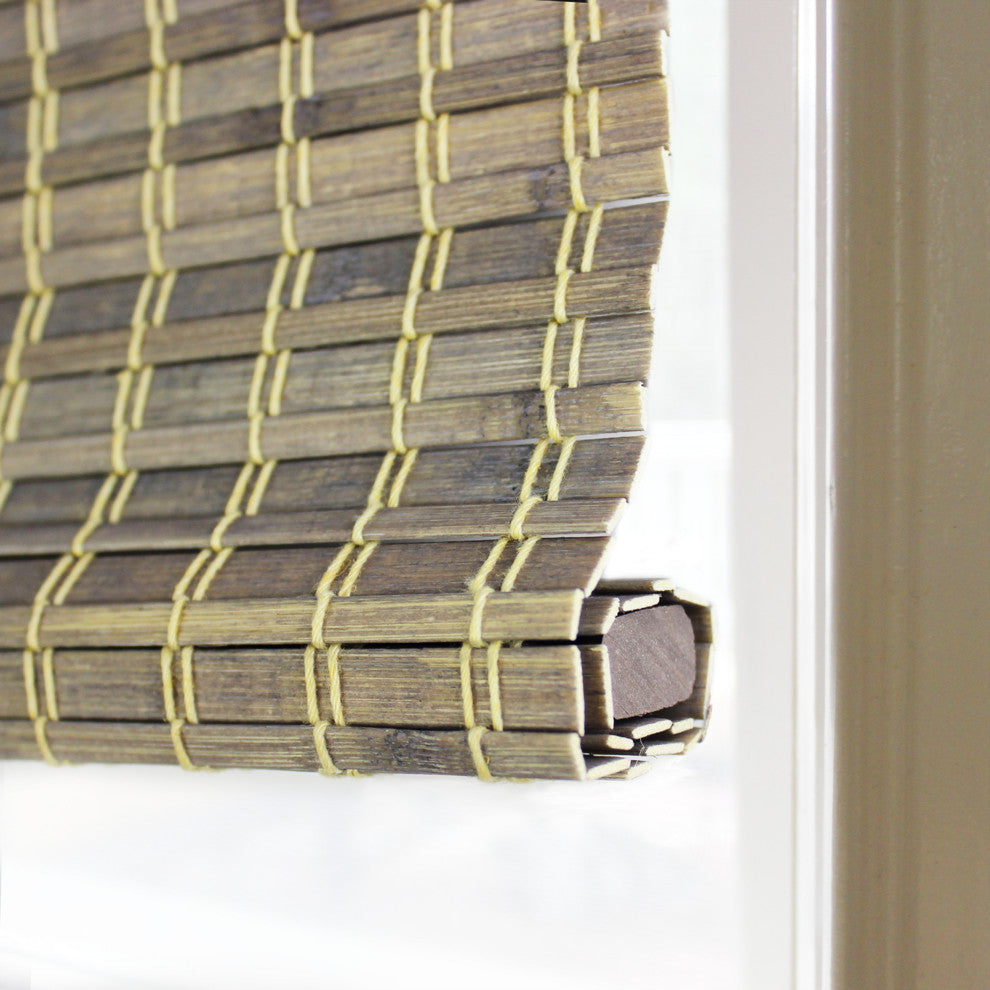 Radiance Cordless Privacy Weave Bamboo Roman Shade, Driftwood 36"x64"