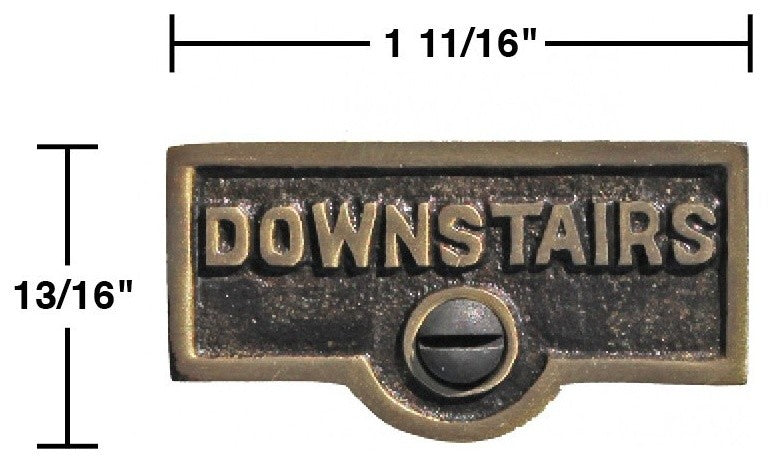 10 Switch Plate Tags DOWNSTAIRS Name Signs Labels Cast Brass |