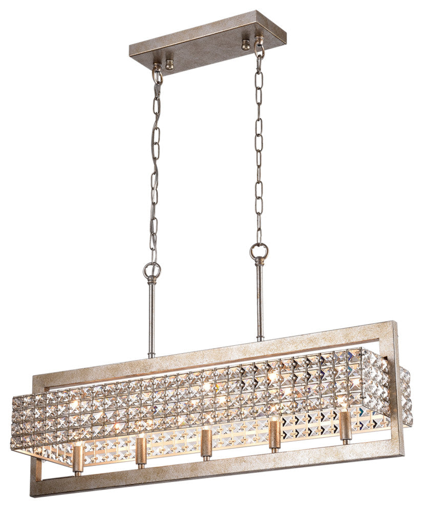 Virgo 5-Light Chandelier, Dining/Living Room, Kitchen Island, Silver