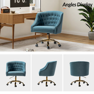 Home Office Swivel Chair with Button-Tufted Back, Blue