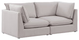 Mackenzie Linen Textured Fabric Upholstered 2-Piece Modular Sofa, Beige