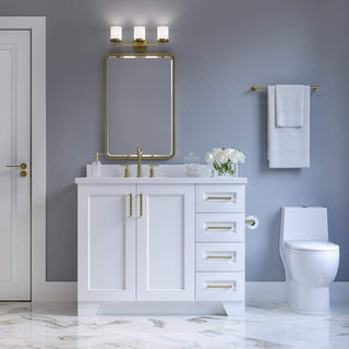 Ariel Taylor 43" Single Sink Vanity, White, Rectangular Sink, Left Offset