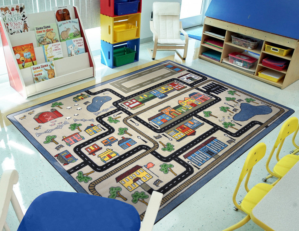 Kid Essentials Rug, Tiny Town, Pewter, 7'8"x10'9"