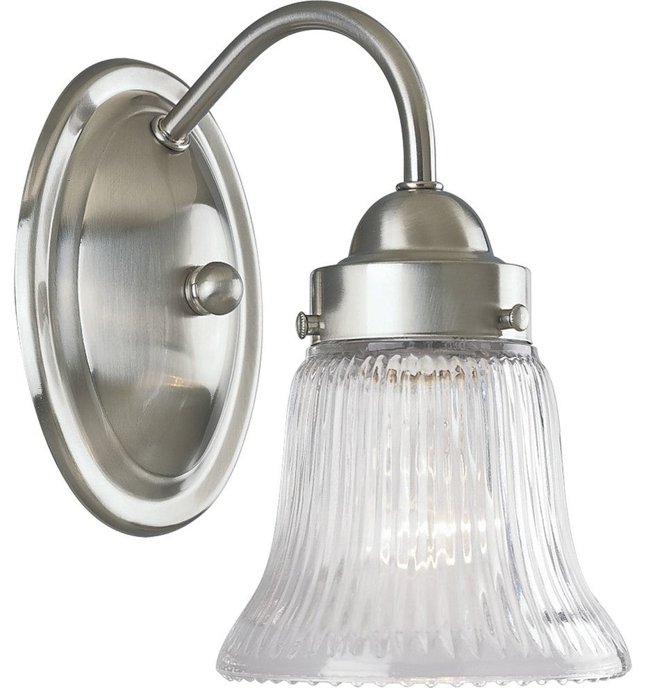 Progress Lighting Fluted Glass 1-Light Bath Light With Clear Prismati