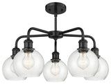 Athens 5-Light 24" Stem Chandelier, Matte Black, Seedy