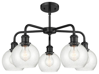 Athens 5-Light 24" Stem Chandelier, Matte Black, Seedy