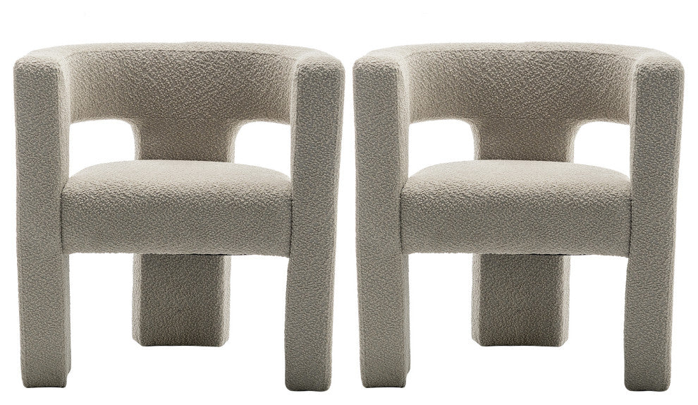 28" Wide Boucle Upholstered Square Armchair, Set of 2, Oatmeal