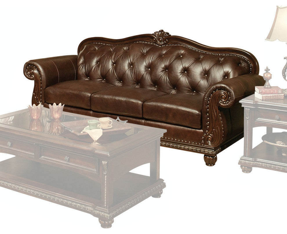37" Espresso Top Grain Leather Sofa