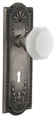 Meadows Plate Interior Mortise Waldorf White Milk Glass Knob, Antique Pewter