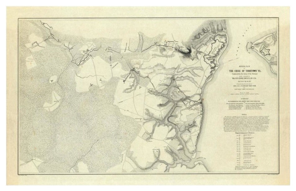 "Official Plan of The Siege of Yorktown Virginia, 1862" Paper Art, 24"x16"