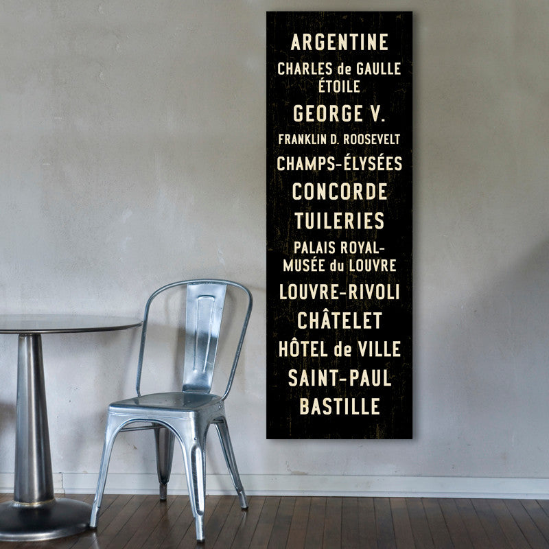 The Paris Metro Subway Sign, Canvas Paris Wall Art, 20x60