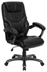 High Back Black Leather Overstuffed Executive Swivel Office Chair