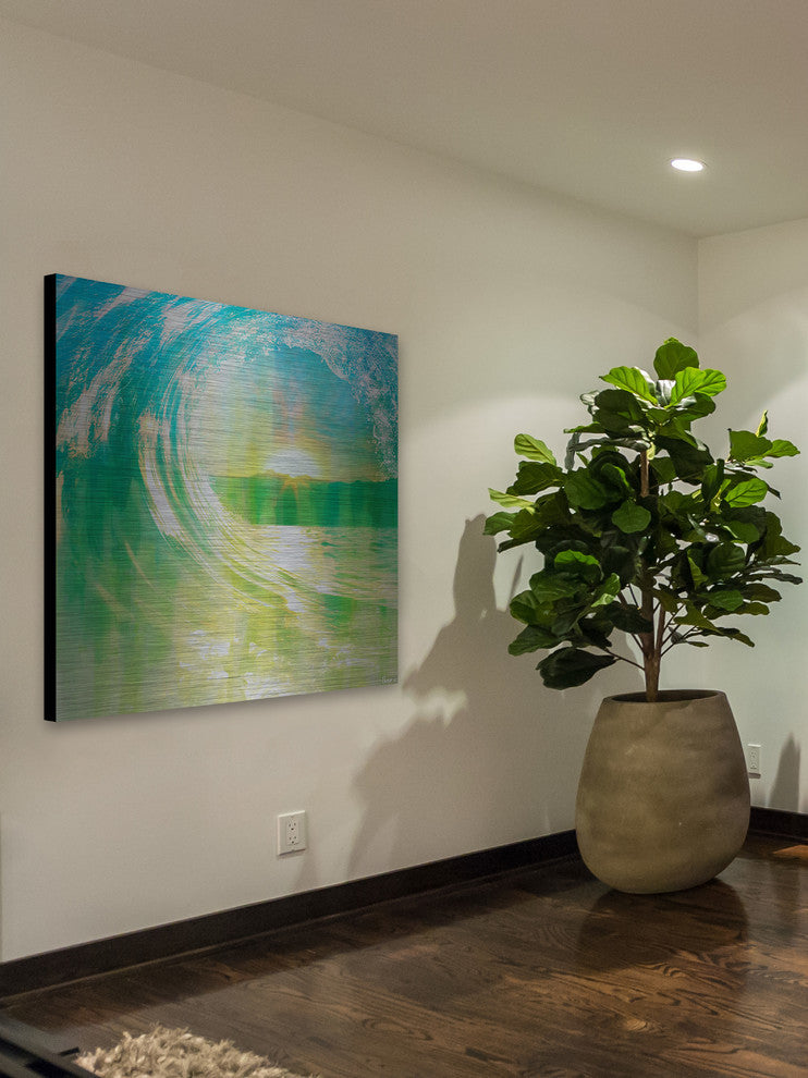 "Perfect Waves" UV Ink Print on Brushed  Aluminum, 32"x32"